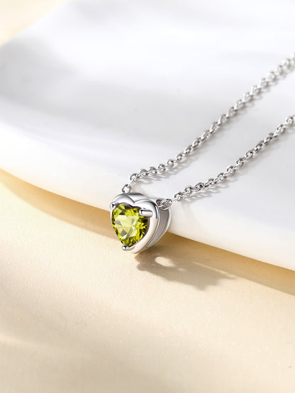 Silver Necklace 925 Sterling Silver Birthstone Love Heart Necklace Gifts for Women